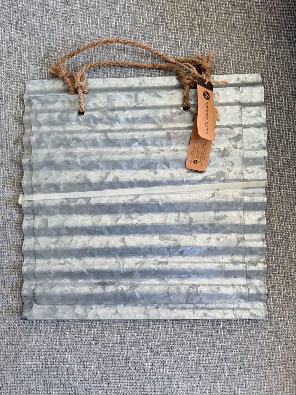 Harman Galvanized Corrugated Metal Wall Accent with Rope Hangers - Silver